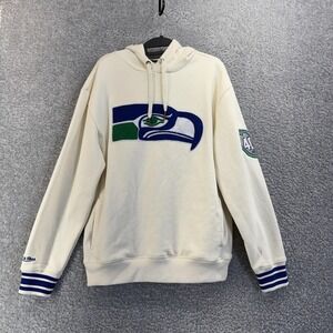 Seattle Seahawks Hoodie Mens Small White NFL Football Mitchell & Ness 40 Seasons